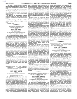 CONGRESSIONAL RECORD — Extensions of Remarks E555 It Has Been a Privilege to Call Dr