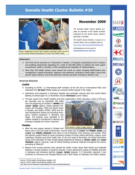 Somalia Health Cluster Bulletin #29