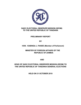 SEAC-Republic of Tanzania Preliminary Report 2010.Pdf