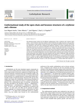 Conformational Study of the Open-Chain and Furanose Structures of D-Erythrose and D-Threose ⇑ Luis Miguel Azofra A, Ibon Alkorta A, , José Elguero A, Paul L