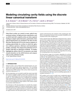 Modeling Circulating Cavity Fields Using the Discrete Linear Canonical