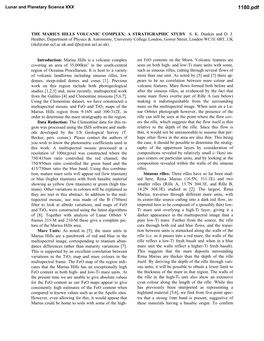 The Marius Hills Volcanic Complex: a Stratigraphic Study S