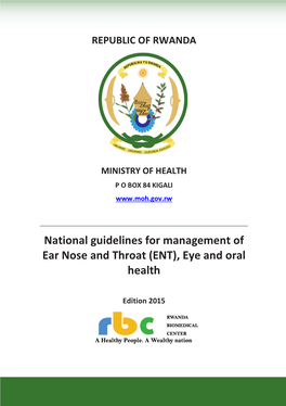 National Guidelines for Management of Ear Nose and Throat (ENT), Eye and Oral Health