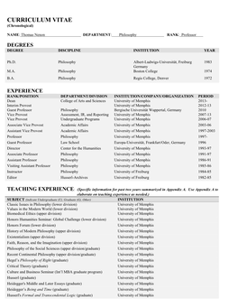 CURRICULUM VITAE (Chronological)