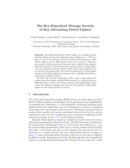 The Key-Dependent Message Security of Key-Alternating Feistel Ciphers