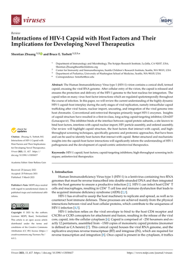 Interactions of HIV-1 Capsid with Host Factors and Their Implications for Developing Novel Therapeutics