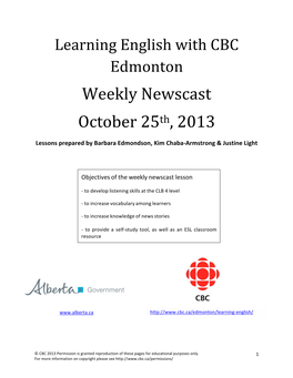Weekly Newscast October 25Th, 2013
