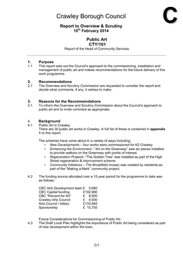 Crawley Borough Council CC Report to Overview & Scrutiny 10Th February 2014