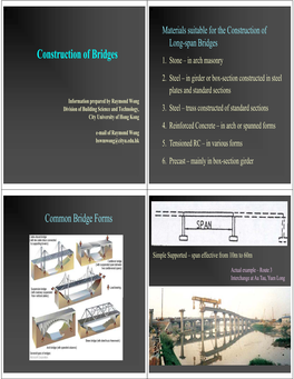 Materials Suitable for the Construction of Long-Span Bridges Construction of Bridges 1