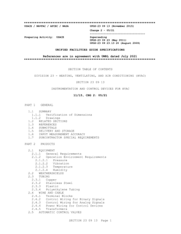 UFGS 23 09 13 Instrumentation and Control Devices for HVAC