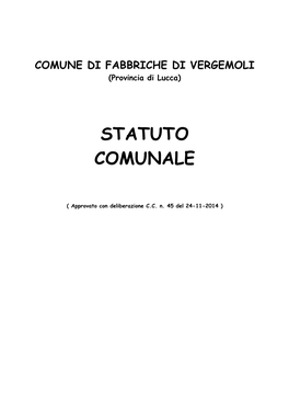 Comune Di Fabbriche Di Vergemoli Statuto