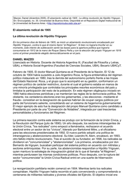 El Alzamiento Radical De 1905 La Última Revolución De Hipólito