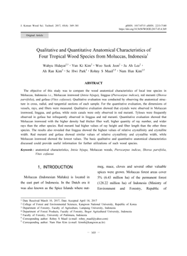 Qualitative and Quantitative Anatomical Characteristics of Four Tropical Wood Species from Moluccas, Indonesia1