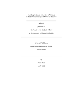 Causes of the Rise in Violence in the Eastern Campaigns of Alexander the Great