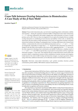 Cross-Talk Between Overlap Interactions in Biomolecules: a Case Study of the Β-Turn Motif