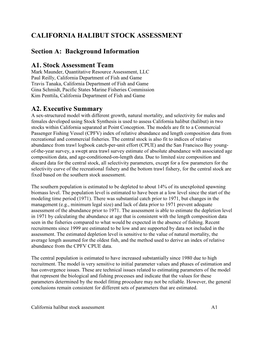 California Halibut Stock Assessment