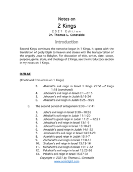 Notes on 2 Kings 202 1 Edition Dr