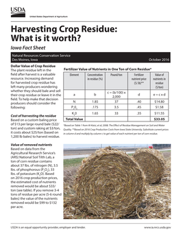 Harvesting Crop Residue