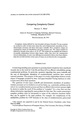 Comparing Complexity Classes*