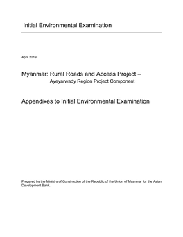 Ayeyarwady Region Project Component Initial Environmental Examination