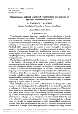 Chromosome Pairing in Altered Constitutions and Models of Synapsis and Crossing-Over