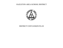 Hazleton Area School District District Unit/Lesson Plan