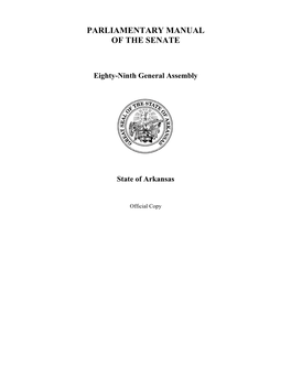 Parliamentary Manual of the Senate