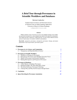 A Brief Tour Through Provenance in Scientific Workflows and Databases