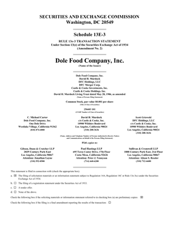 Dole Food Company, Inc. (Name of the Issuer)