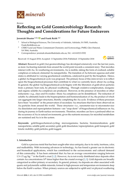 Reflecting on Gold Geomicrobiology Research