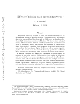 Effects of Missing Data in Social Networks