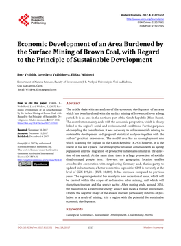 Economic Development of an Area Burdened by the Surface Mining of Brown Coal, with Regard to the Principle of Sustainable Development
