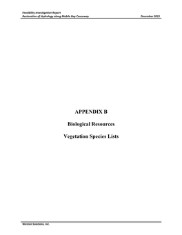 APPENDIX B Biological Resources Vegetation Species Lists