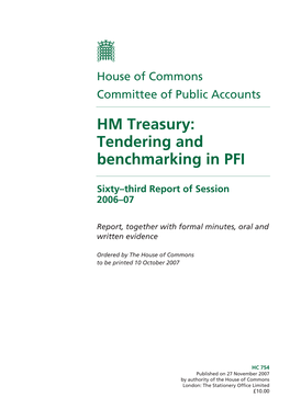 HM Treasury: Tendering and Benchmarking in PFI