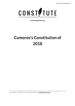 Comoros's Constitution of 2018