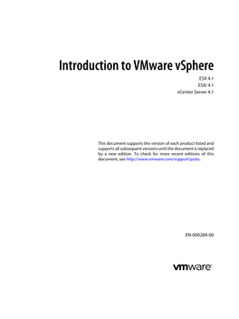 Introduction to Vmware Vsphere ESX 4.1 Esxi 4.1 Vcenter Server 4.1