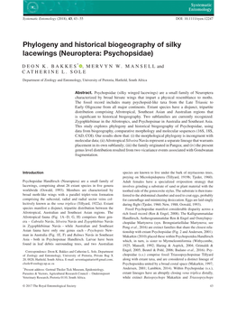 Phylogeny and Historical Biogeography of Silky Lacewings (Neuroptera: Psychopsidae)