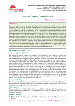 Supreme Court As Court of Record