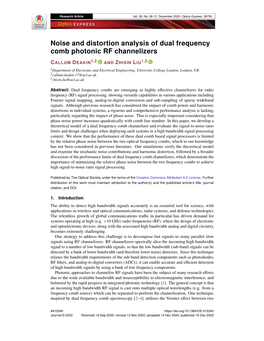 Noise and Distortion Analysis of Dual Frequency Comb Photonic RF Channelizers