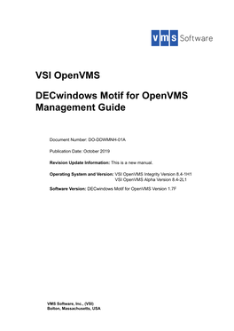 Decwindows Motif for Openvms Management Guide