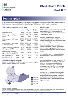 Child Health Profile Southampton