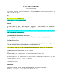 FIBA) 3-On-3 Rules Will Apply with Modifications Or Exceptions As Indicated in This Document