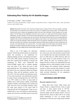 Estimating Rice Yield by HJ-1A Satellite Images