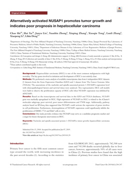 Alternatively Activated NUSAP1 Promotes Tumor Growth and Indicates Poor Prognosis in Hepatocellular Carcinoma