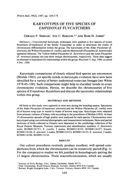 Karyotypes of Five Species of Empidonax Flycatchers