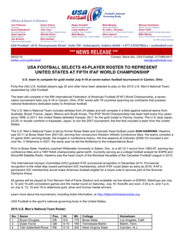 USA Football Release