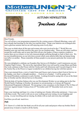 Presidents Letter
