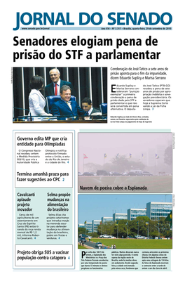 Senadores Elogiam Pena De Prisão Do STF a Parlamentar