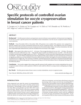 Specific Protocols of Controlled Ovarian Stimulation for Oocyte Cryopreservation in Breast Cancer Patients