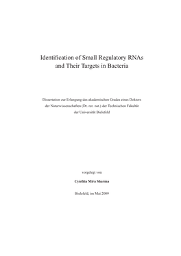 Identification of Small Regulatory Rnas and Their Targets in Bacteria